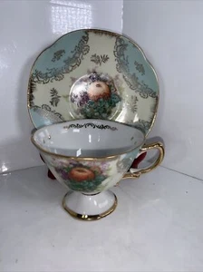 Vintage Lusterware 1940s L M Royal Halsey Very Fine Bone China Tea Cup & Saucer - Picture 1 of 10