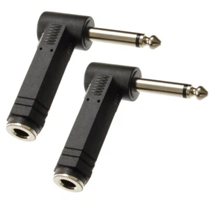 2pc Right-Angle 1/4" (6.35mm) TS Mono Male to 1/4" Mono Female Audio Adapter - Picture 1 of 4