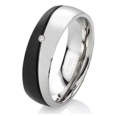 Verlobungsring Damenring mit echtem Diamant Ring aus Edelstahl und Gravur ES59 - Bild 1 von 3