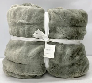 NEW Pottery Barn Ruched Faux Fur OVERSIZED 60" x 80" Throw Blanket~Chateau Blue - Picture 1 of 1