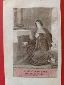 Santa Giovanna Jeanne Chantal acquaforte originale etching Stampa  antica 1819 - Picture 1 of 2