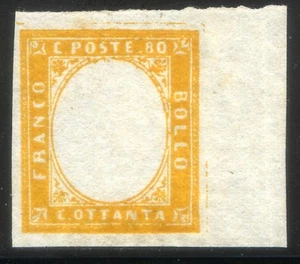 ASI Sardegna 1863 n. 17Da 80 c. giallo ** senza effigie (s063) - Picture 1 of 3