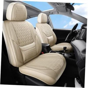 Car Seat Covers, Leather Car Seat Covers, Automotive Seat 2 Pcs Front beige - Picture 1 of 7