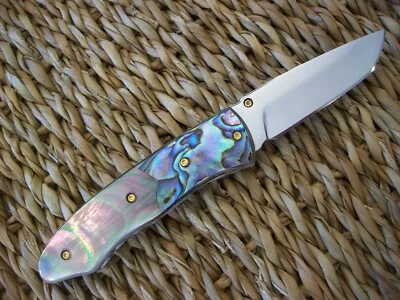 CUSTOM THAILAND KNIFE / BLACK MOTHER OF PEARL / ABALONE / NEW 2017 - Image 1 of 4