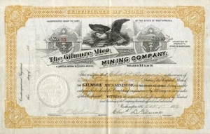 1883 Gilmore Mica Mining Co Stock Certificate - Picture 1 of 1