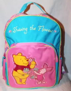 NEW WITH TAG VINTAGE WINNIE THE POOH AND PIGLET 12" X 16" DISNEY PINK BACKPACK - Picture 1 of 4
