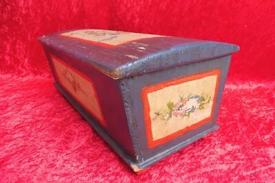 schöne ,sehr alte Schatulle mit Bauermalerei  , kleine Holz - Truhe - Bild 1 von 4