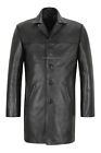REEFER Mens Leather Jacket Black Real Hide Military Style Long Blazer Coat 3476
