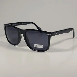 Tommy Hilfiger MP OM671 Rectangular Sunglasses Shiny Black Frame Gray Lens - Picture 1 of 9