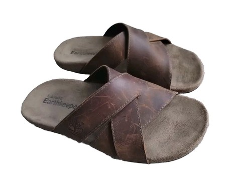Sandali scorrevoli SIze 8 Timberland Earthkeepers da uomo marroni in pelle