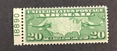 US 1927 XF MNH Sc#9 Plate # Single      (A) - Image 1 of 2