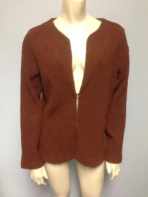 Citiknits Size Small Brown Jacket Coat Acetate Spandex Cool Design - Image 1 of 4