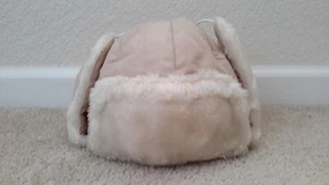 Womens POLO Beige Faux Fur Trapper Hat Winter Beanie EUC - Picture 1 of 5