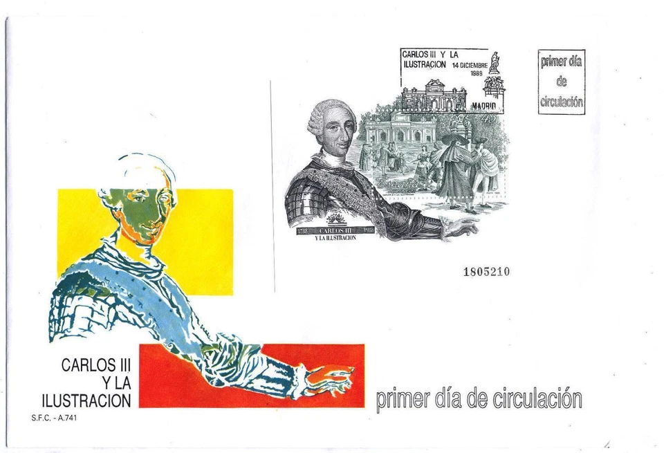 FDC U70 Spain 1988 Block King Karl III - Image 1 of 1
