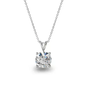 1 kt Brillantschliff Moissanit Halskette Anhänger 14 K Weißgold 16" + 2" GRA Zertifikat - Bild 1 von 6