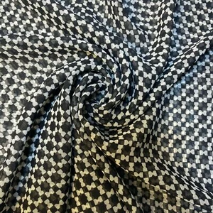 Geometric Black Chiffon Material Dress Craft Drape Costume Fabric 58" Meter - Picture 1 of 2
