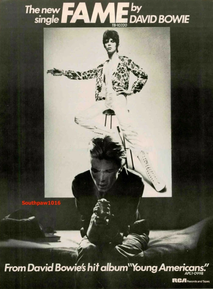 1975  David Bowie "Fame” Song Release Music Industry Promo Reprint Ad - Image 1 of 1