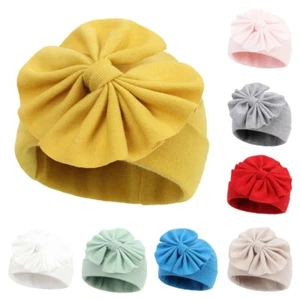 Infant Toddler Baby Boy Girl Cotton Soft Comfy Bowknot Beanie Hat Stretch Cap - Picture 1 of 24