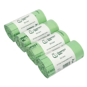 100 x 50L Compost Bag Compostable Bin Bags/Swing Bin Liners 50L bags EN13432 - Picture 1 of 5