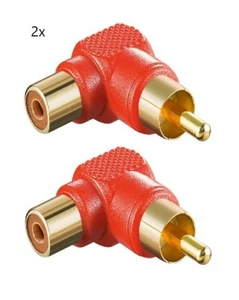 2x Cinch Adapter Audio Winkeladapter 90° Cinch Buchse - Cinch Stecker 11686 - Bild 1 von 1