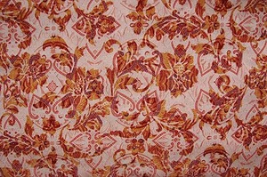 VTG Damask 100% Cotton Quilt Sew Fabric Brown Cream Floral Heart Paisley Like - Picture 1 of 3