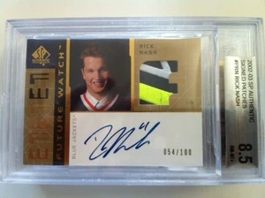 2002-2003 SP Authentic Rick Nash Future Watch Patch Auto RC #54/100 3 Color NEON - Picture 1 of 1