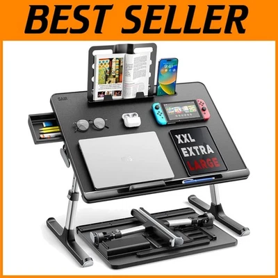 Versatile Foldable Laptop Desk with Storage Drawer & Adjustable Angles - Black - Image 1 of 4