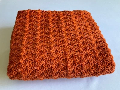 Handmade Crochet  Baby Blanket  Orange  38” x 41” New - Image 1 of 4