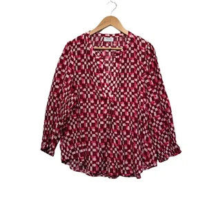 Sussan Top Size 16 Red Long Sleeve Lyocell Viscose - Bild 1 von 8