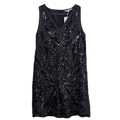 New Calypso St Barth $350 Linen Sequined Mini Dress Charcoal Gray Black Size S - Image 1 of 4