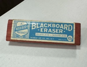 Vintage Rosebud Blackboard Eraser, Wood & Felt No. 15 - Old School, Dustless - Picture 1 of 10