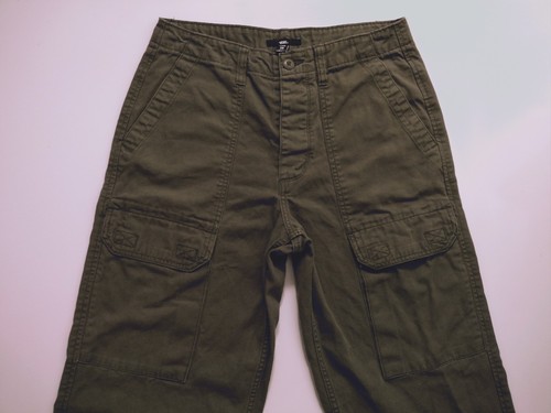 Pantaloni skater donna Vans tela larghi tasche cargo anteriori verde militare taglia 29
