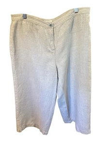 Eileen Fisher 100% Organic Linen Cropped Pants Size 14Petite Zip Button Pocket - Picture 1 of 12