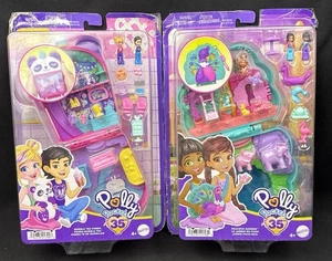 Polly Pocket 35th Anniversary Peacock Garden & Bubble Tea Panda Compacts NIB VTG - Picture 1 of 24