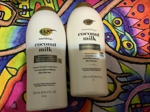 1~SET~OGX Nourishing Coconut Milk Shampoo & Conditioner 25.4 Oz Each. Free Ship - Picture 1 of 4