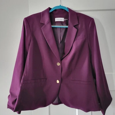 ​Calvin Klein Mujer Púrpura Blazer Traje Chaqueta Sencillo Pecho Talla 18 Nuevo Con Etiquetas Foto 1 de 4