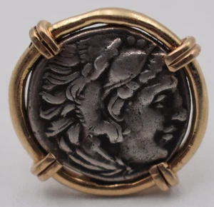 Alexander the great III AR Drachm 336-323 bc coin 14kt Gold cufflink - Picture 1 of 9