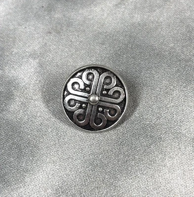 Vtg Pewter Celtic Style Metal Button 1" Folk Costume Knitwear Cloak Trim - Image 1 of 4