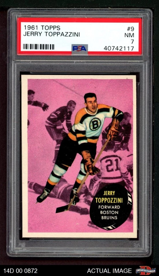 1961 Topps #9 Jerry Toppazzini Bruins PSA 7 - NM - Image 1 of 1