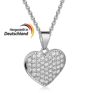 925 ECHT SILBER rhodiniert *** Herz Zirkonia Anhänger 19 mm - Picture 1 of 4