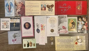 Vintage Religious Catholic Rosary Bracelet Medal Pendant Auto Clip Lot of 17 - Picture 1 of 2