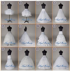12 Styles White A Line/Hoop/Hoopless/Short Crinoline Petticoat/Slips/Underskirt - Picture 1 of 12