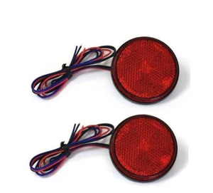 2x Round Reflector RED LED Rear Tail Brake Stop Light Universal - Bild 1 von 4