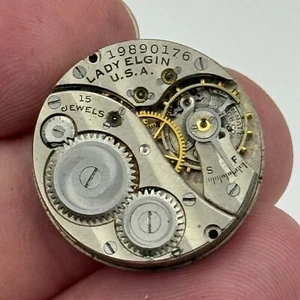 Movimiento Reloj Americano Antiguo Dama Elgin Grado 444 Modelo 4 Años 10 PIEZAS DE REPUESTO - Imagen 1 de 17