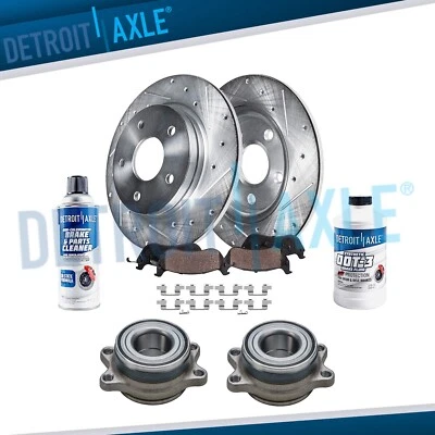 Rear Drilled Rotors Brake Pads Wheel Bearing Hubs for Subaru Legacy Outback Baja - Image 1 of 4