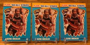 CLYDE DREXLER All-Star 3 Card LOT | 1990-91 Fleer #11 PORTLAND TRAIL BLAZERS - Picture 1 of 2