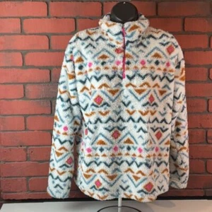 Eddie Bauer Womans Chinchilla Quarter zip Sweatshirt Medium Warm Winter - Picture 1 of 7