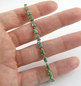 Bracciale Cavigliera Argento Sterling Creato in Laboratorio Smeraldo Lunghezza Regolabile 6,6g - Foto 1 di 17