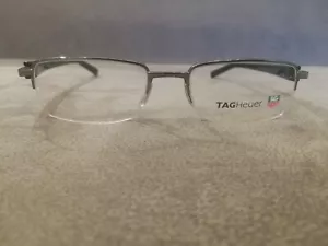 TAG HEUER Half Rim Eyeglasses Shinny Silver \ Shinny Black Arms TH 8205 51 - Picture 1 of 4