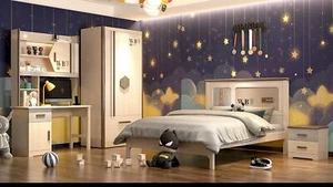 Kinderzimmer Jugendzimmer Set Bett Kleiderschrank Nachttisch Schreibtisch 4tlg - Bild 1 von 1